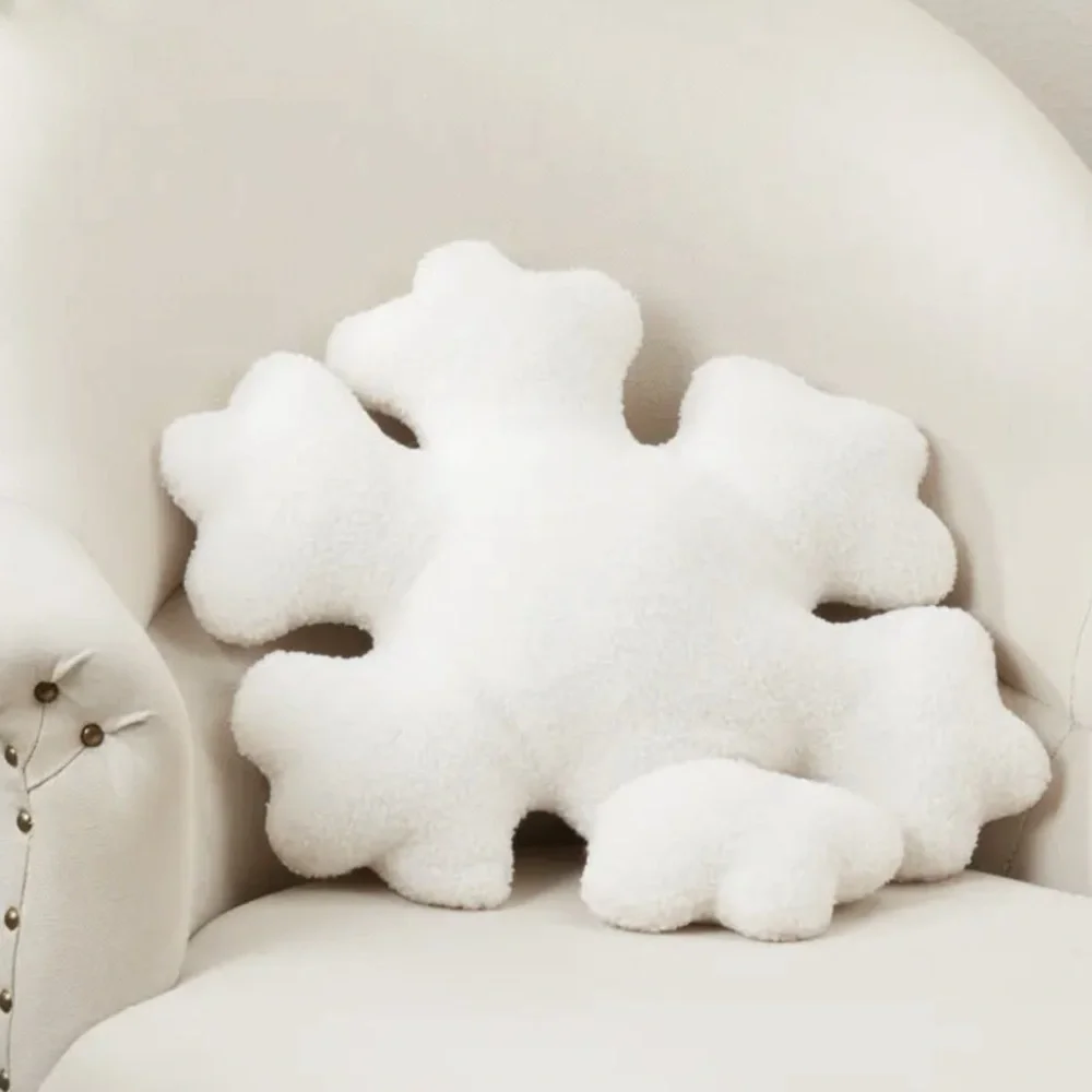 White Snowflake Throw Pillow